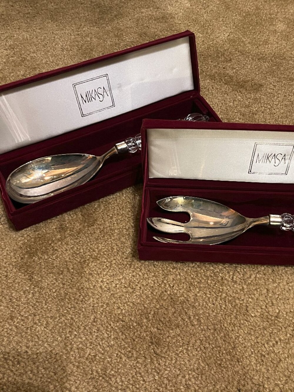Mikasa Rousseau crystal and silverplate serving pieces